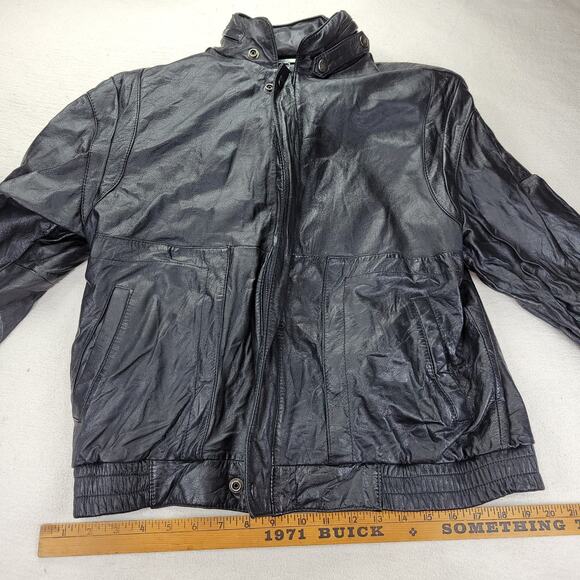 Vintage Nika Jacket Mens Sz 40 (Medium) Black Leather Gorpcore Biker Hooded Coat - Picture 6 of 16